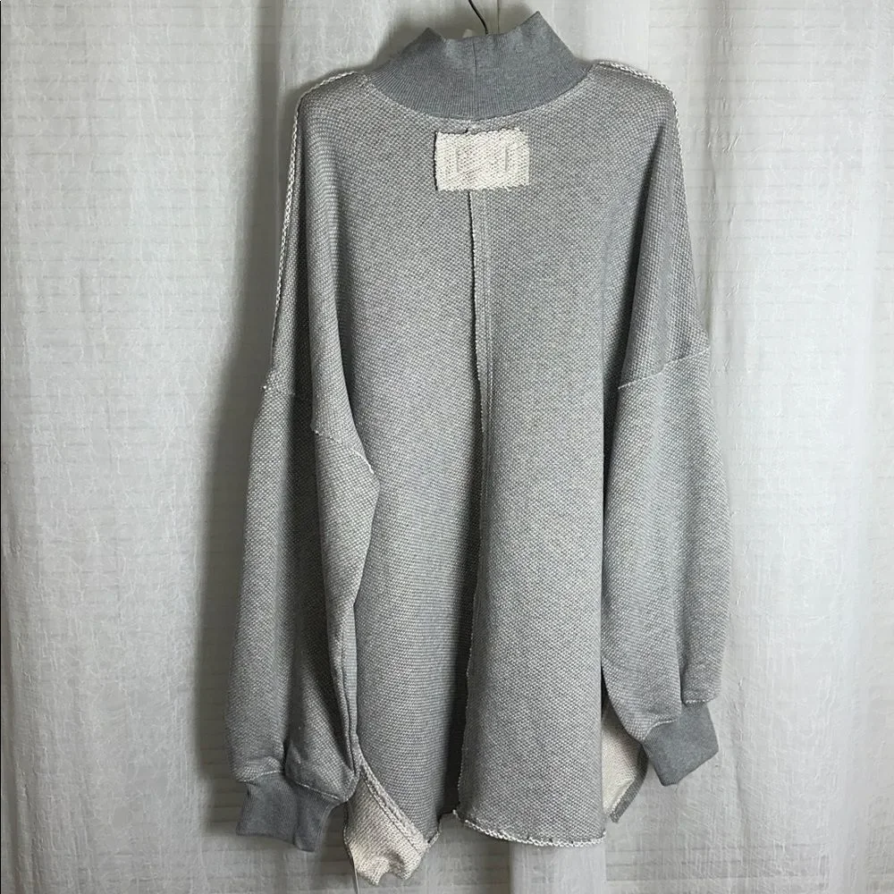 free people L Wonderful Oversized Cotton Sweater Pullover in Heather Gray